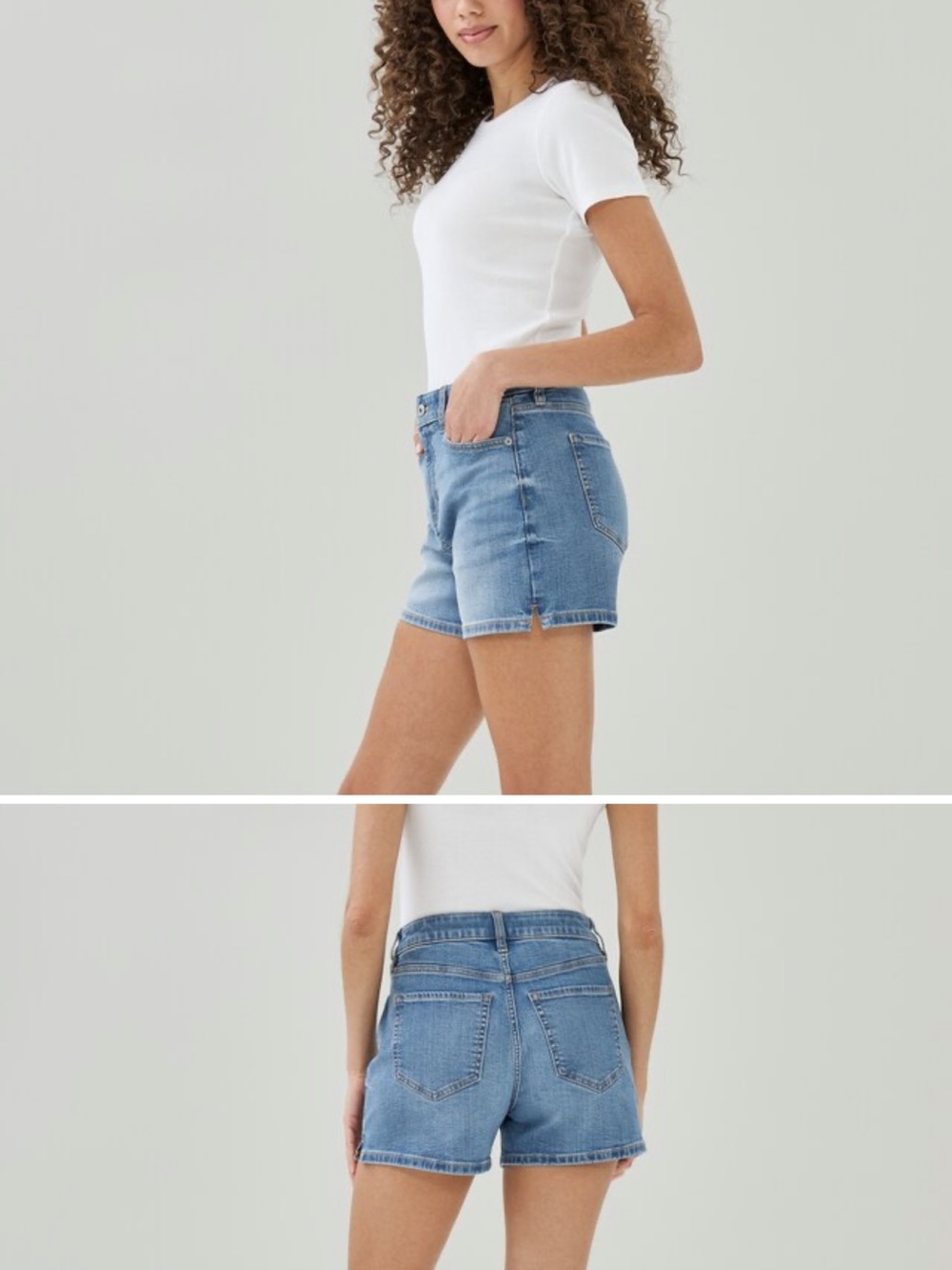 High rise medium wash jean short